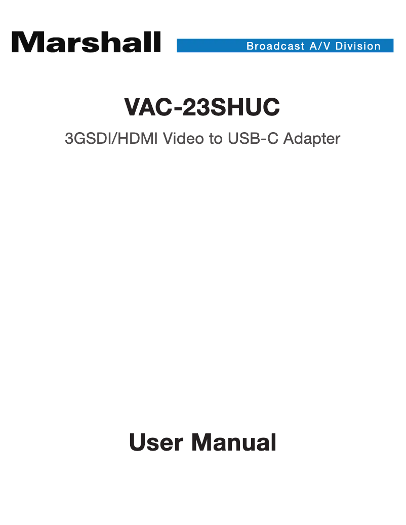 Image de la première page du manuel de l'appareil VAC-23SHUC