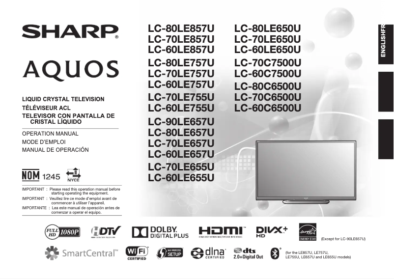 Page n°1 - Manuel utilisateur Sharp Aquos LC-80LE857U