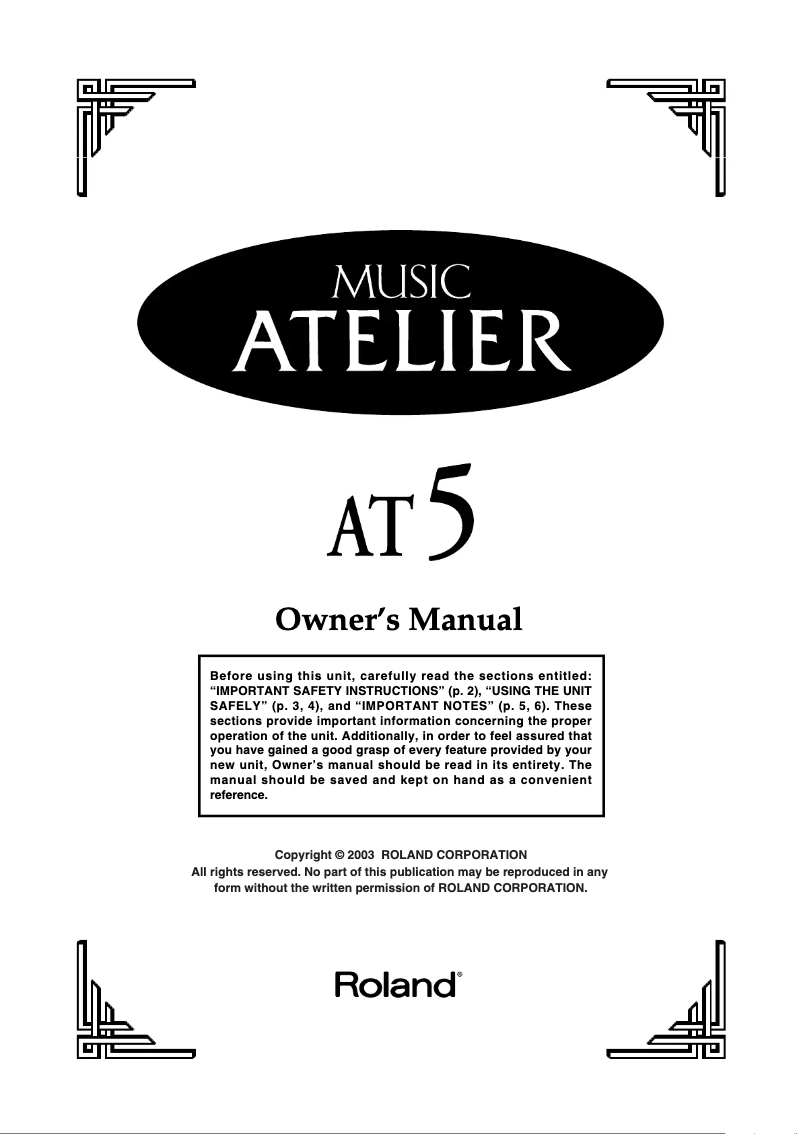 Image de la première page du manuel de l'appareil AT-5