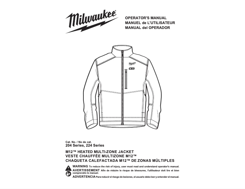 Page 1 de la notice Manuel utilisateur Milwaukee M12 QUIETSHELL 224-20