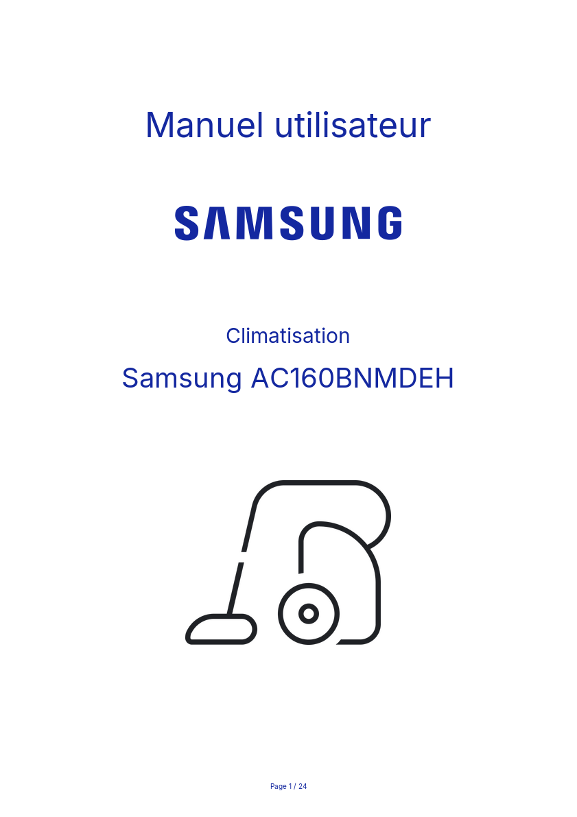 Image de la première page du manuel de l'appareil AC160BNMDEH