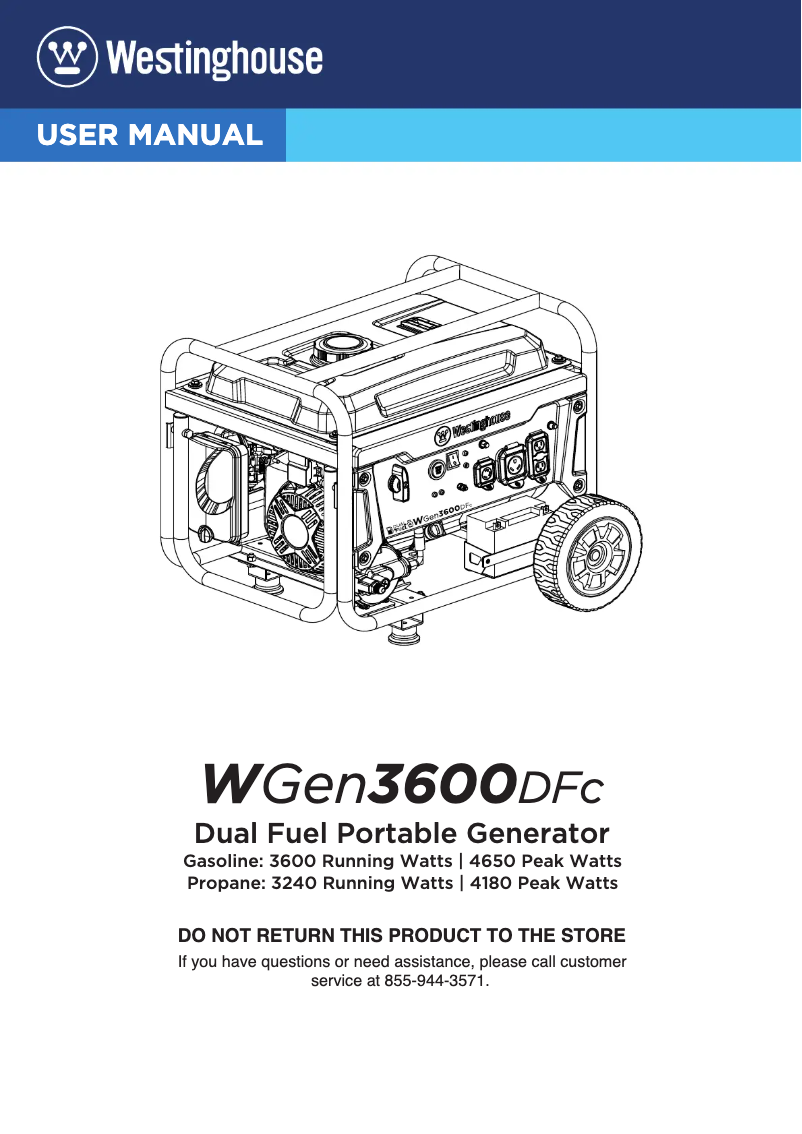 Image de la première page du manuel de l'appareil WGen3600DFc