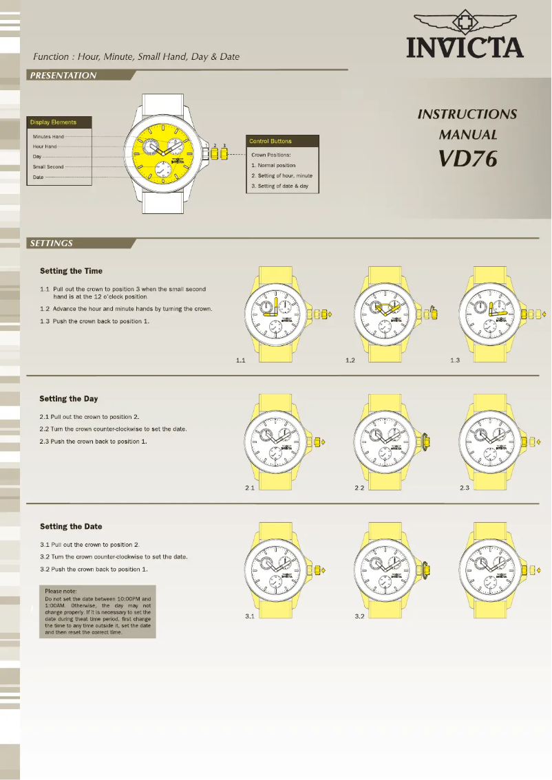 Page 1 de la notice Manuel utilisateur Invicta Just For Her 28806