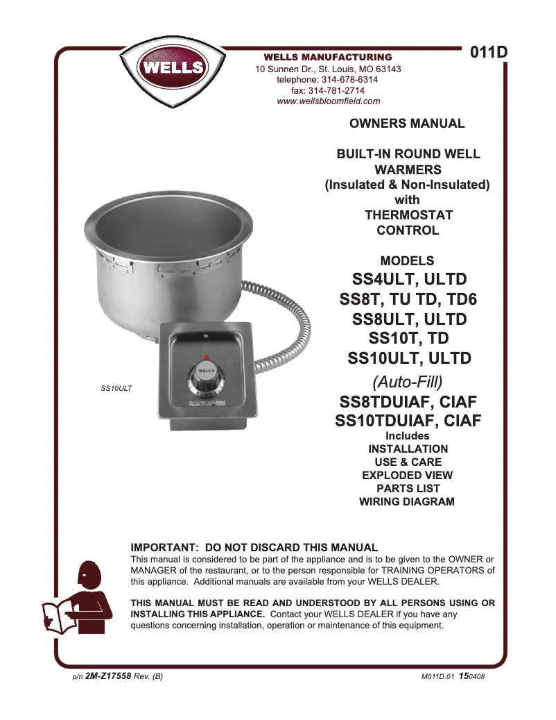 Page 1 de la notice Manuel utilisateur Wells SS10TD