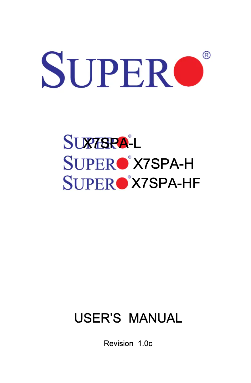 Image de la première page du manuel de l'appareil MBD-X7SPA-HF-B