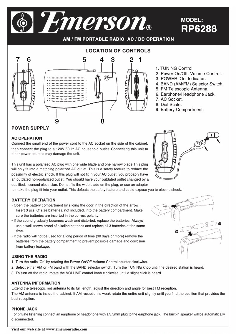 Page 1 de la notice Manuel utilisateur Emerson RP6288