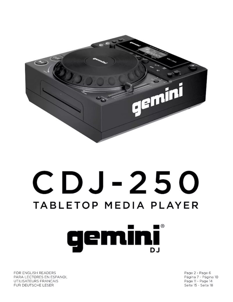 Página 1 del manual Manual de usuario Gemini CDJ-250