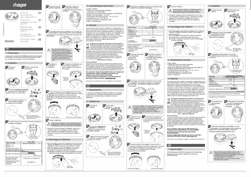 Page 1 de la notice Manuel utilisateur Hager RXA05X