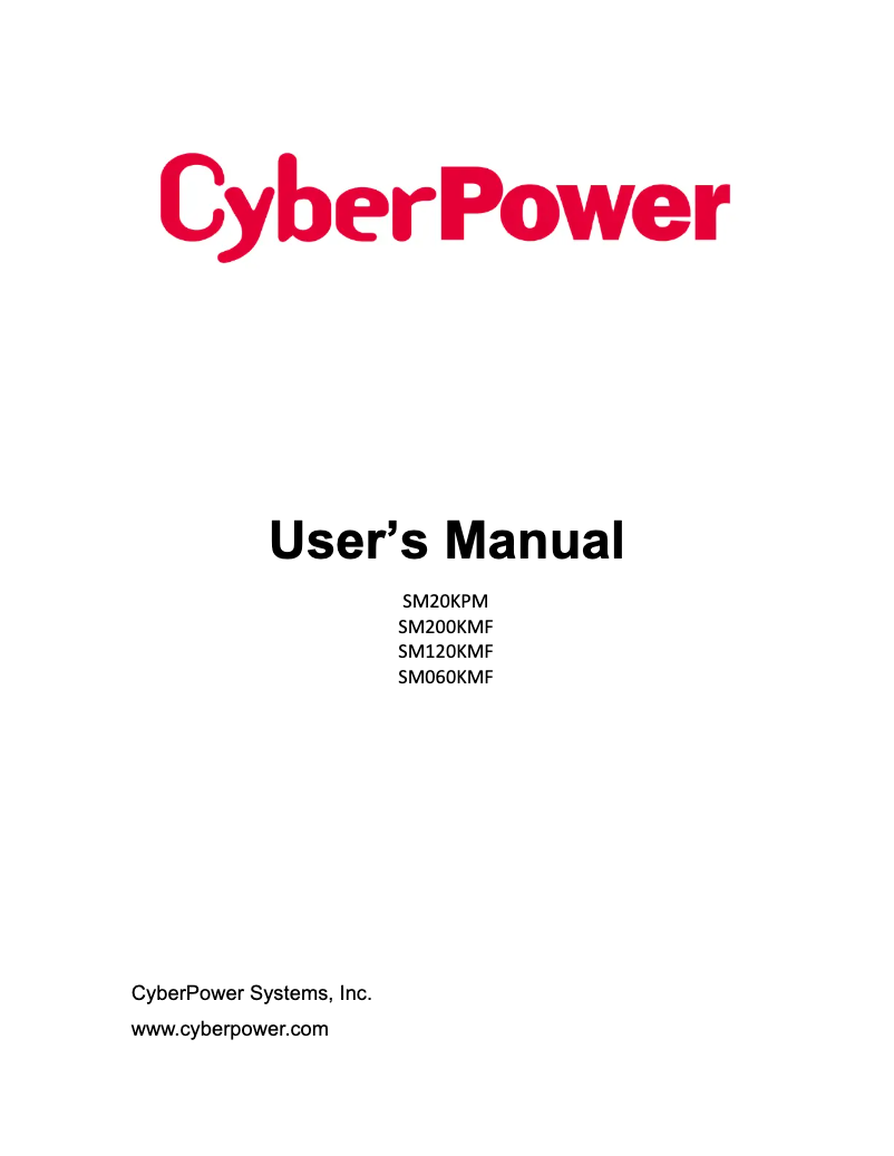 Page n°1 - Manuel utilisateur CyberPower SM20KPM