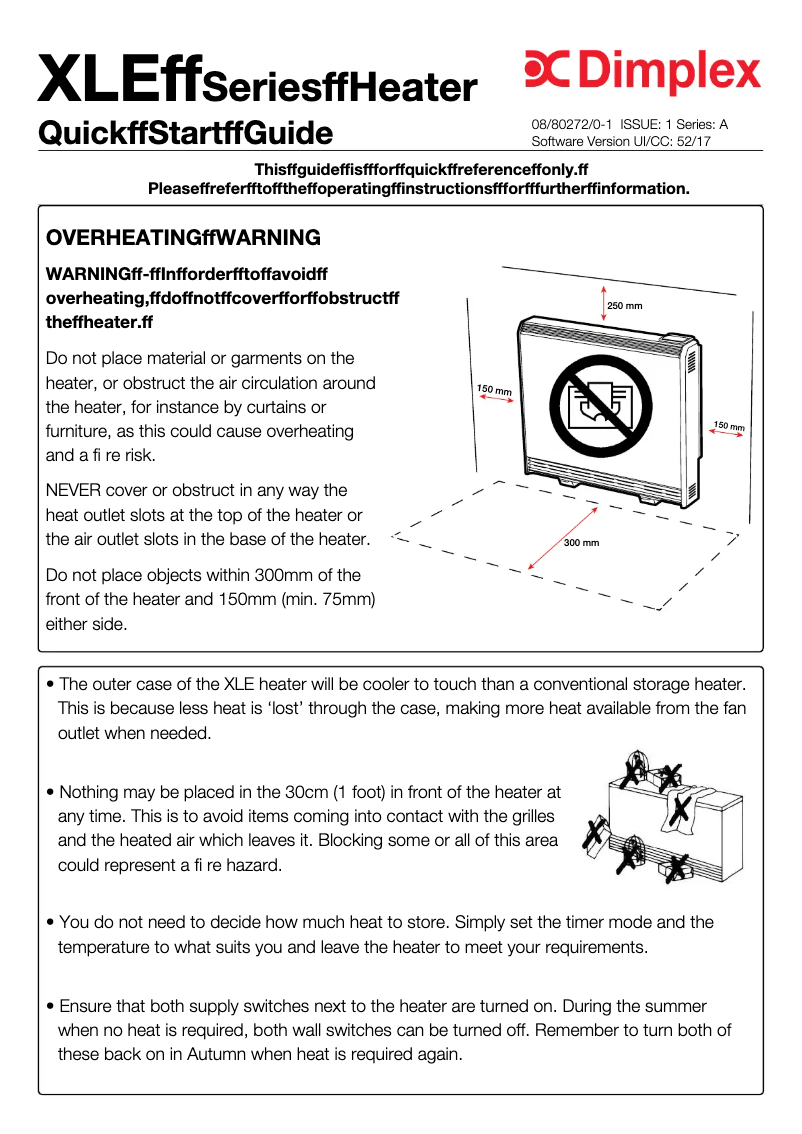 Page 1 de la notice Guide de démarrage rapide Dimplex XLE125