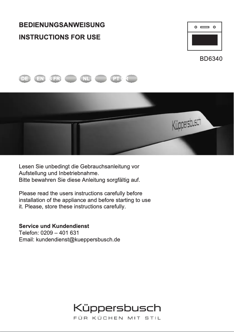 Page 1 de la notice Manuel utilisateur Küppersbusch BD6340.0S