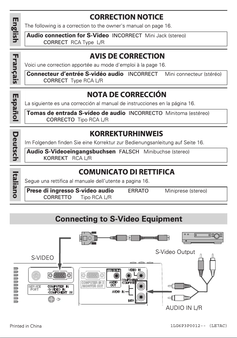 Page n°1 - Manuel utilisateur Sanyo PLC-XE32