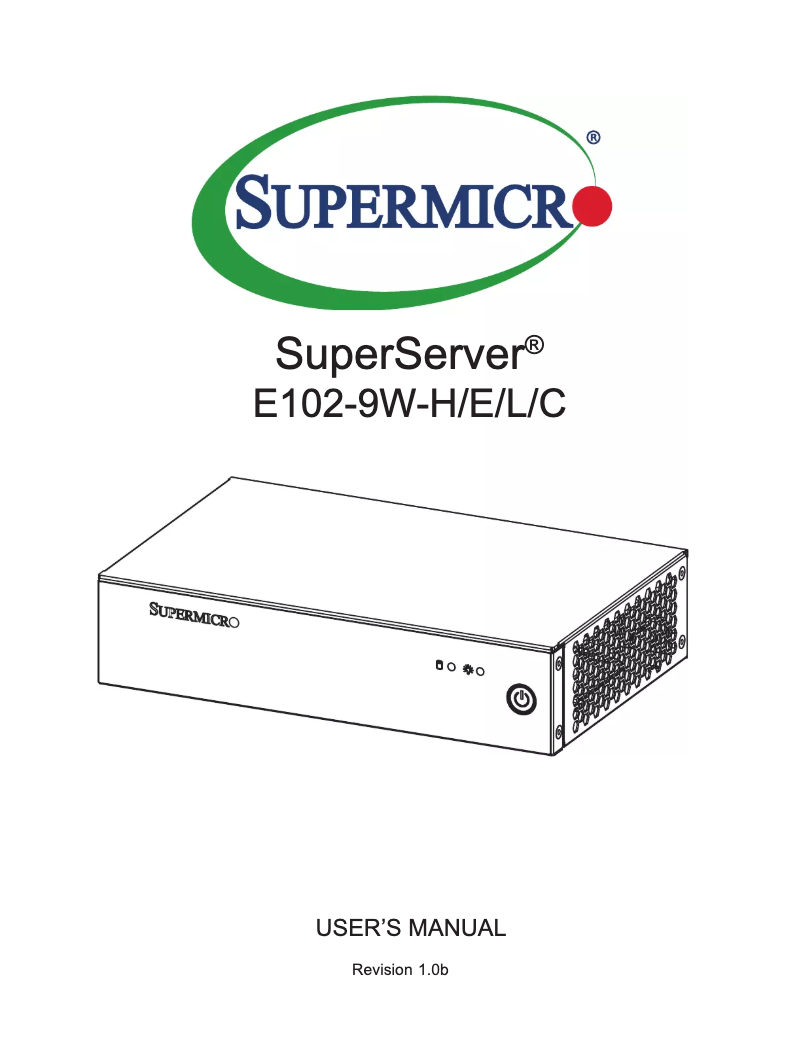 Page 1 de la notice Manuel utilisateur Supermicro SYS-E102-9W-L