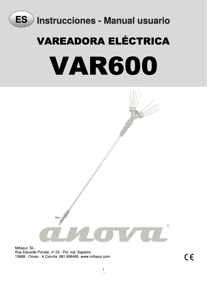 Página 1 del manual Manual de usuario Anova VAR600