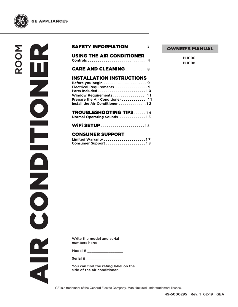 Page n°1 - Manuel d'utilisation et d'entretien GE Profile PHC06LY