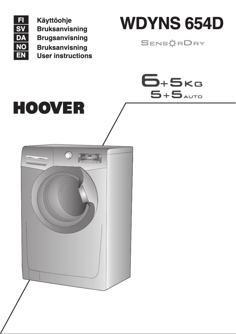 Page n°1 - Manuel utilisateur Hoover SensorDry WDYNS 654D-S