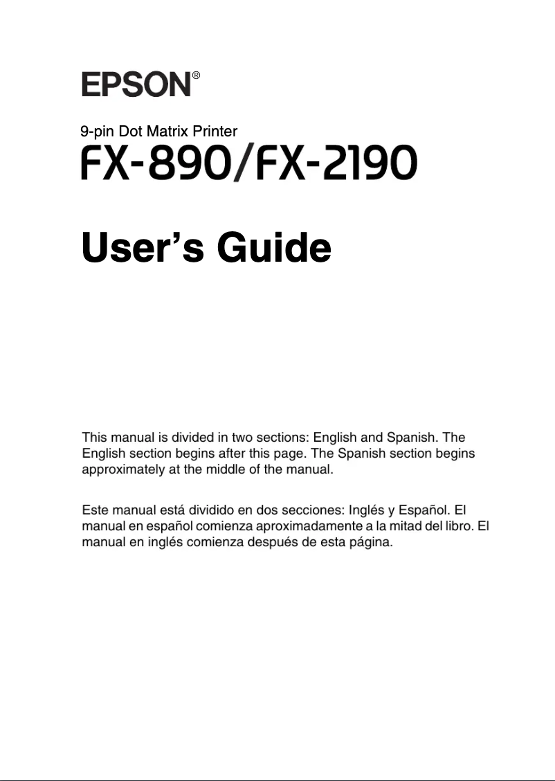 Page 1 de la notice Manuel utilisateur Epson FX-2190N