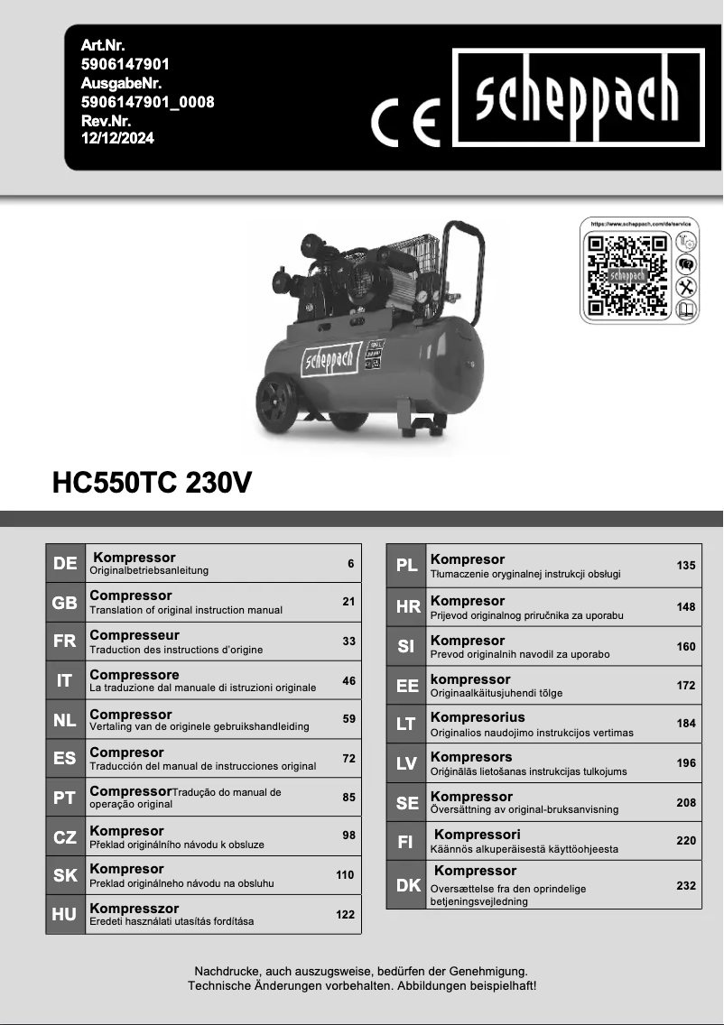 Page 1 de la notice Manuel utilisateur Scheppach HC550TC