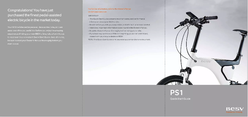 Page 1 de la notice Manuel utilisateur BESV PS1