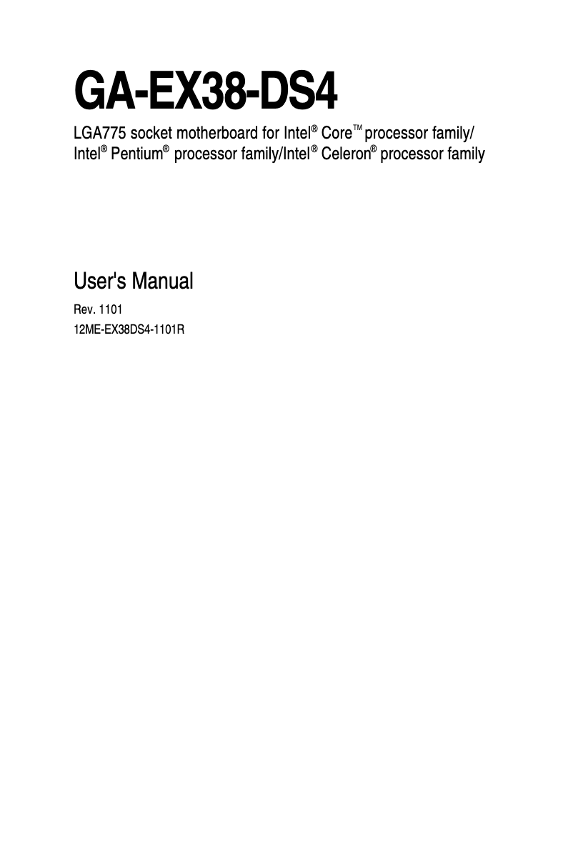 Page 1 de la notice Manuel utilisateur Gigabyte GA-EX38-DS4