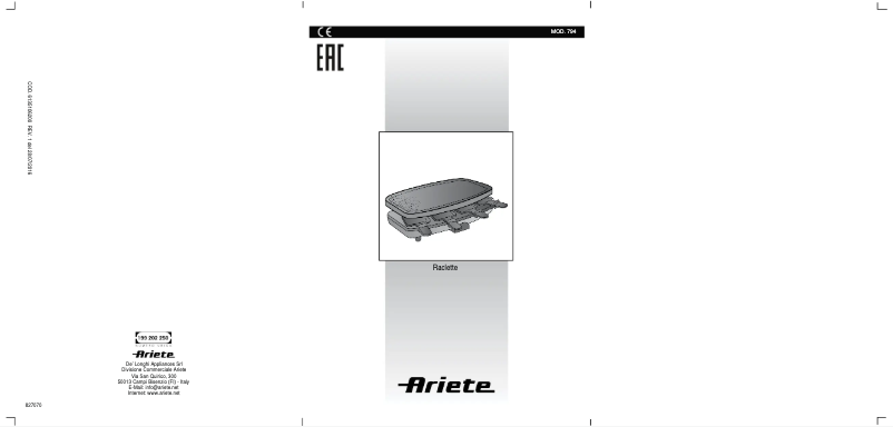 Page n°1 - Manuel utilisateur Ariete 794