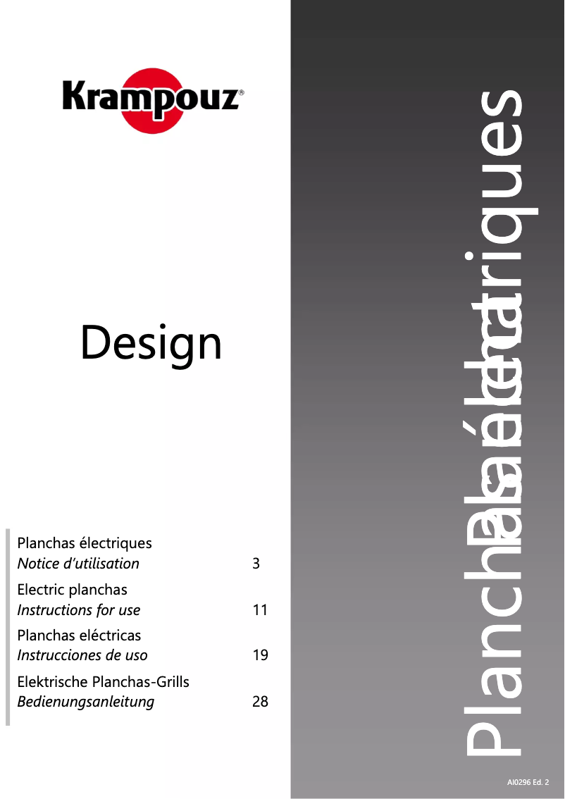 Page 1 de la notice Manuel utilisateur Krampouz Design