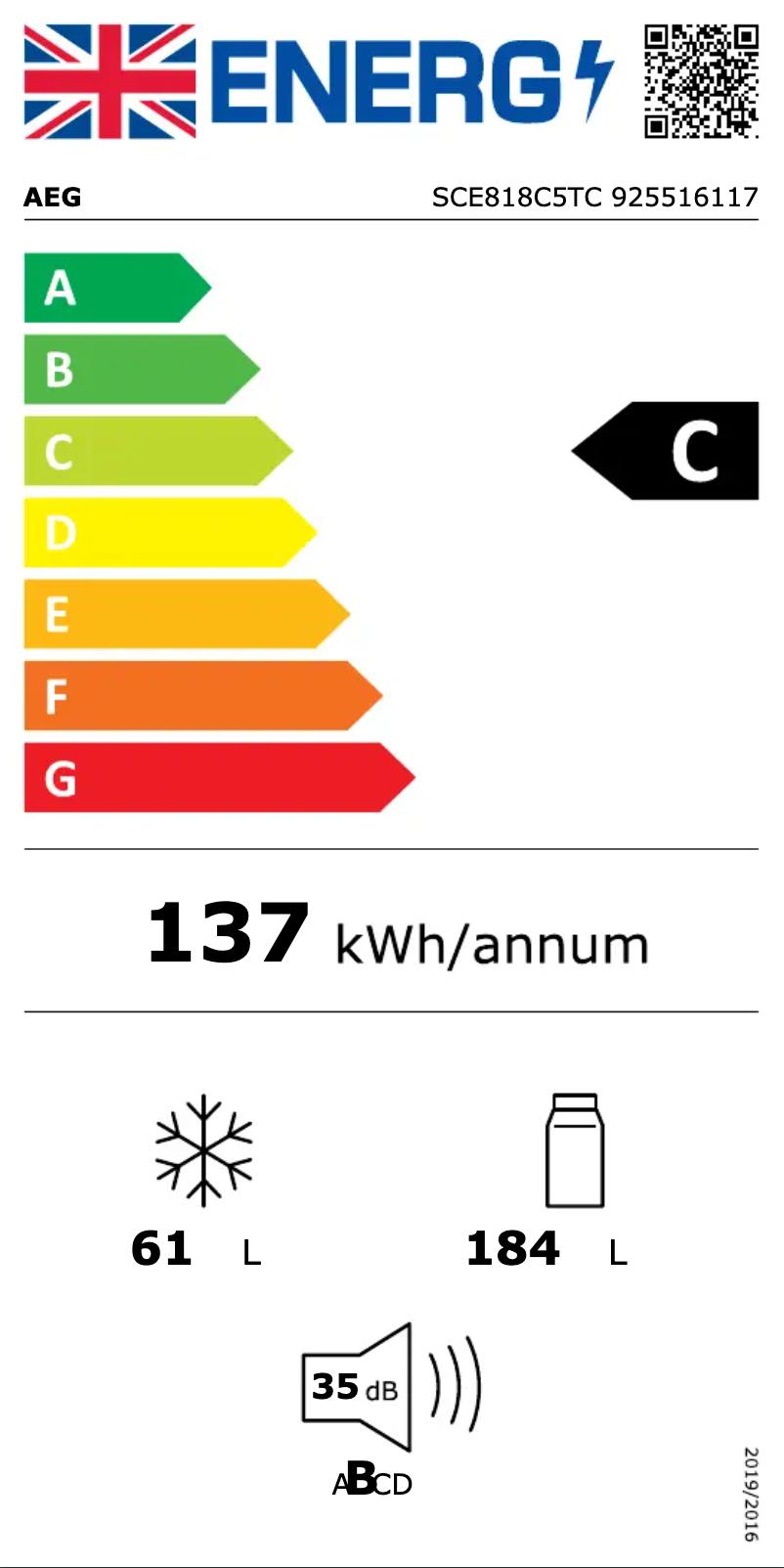 Página 1 del manual Etiqueta energética AEG SCE818C5TC