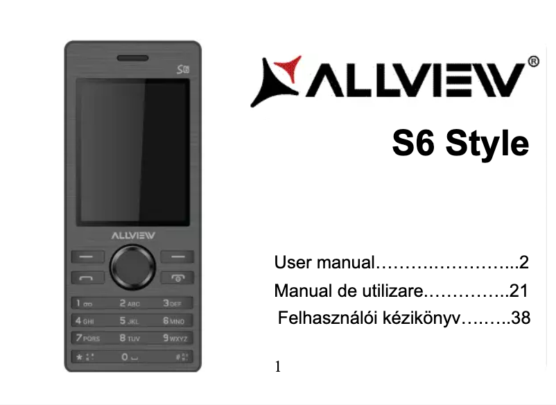 Page n°1 - Manuel utilisateur Allview S6 Style