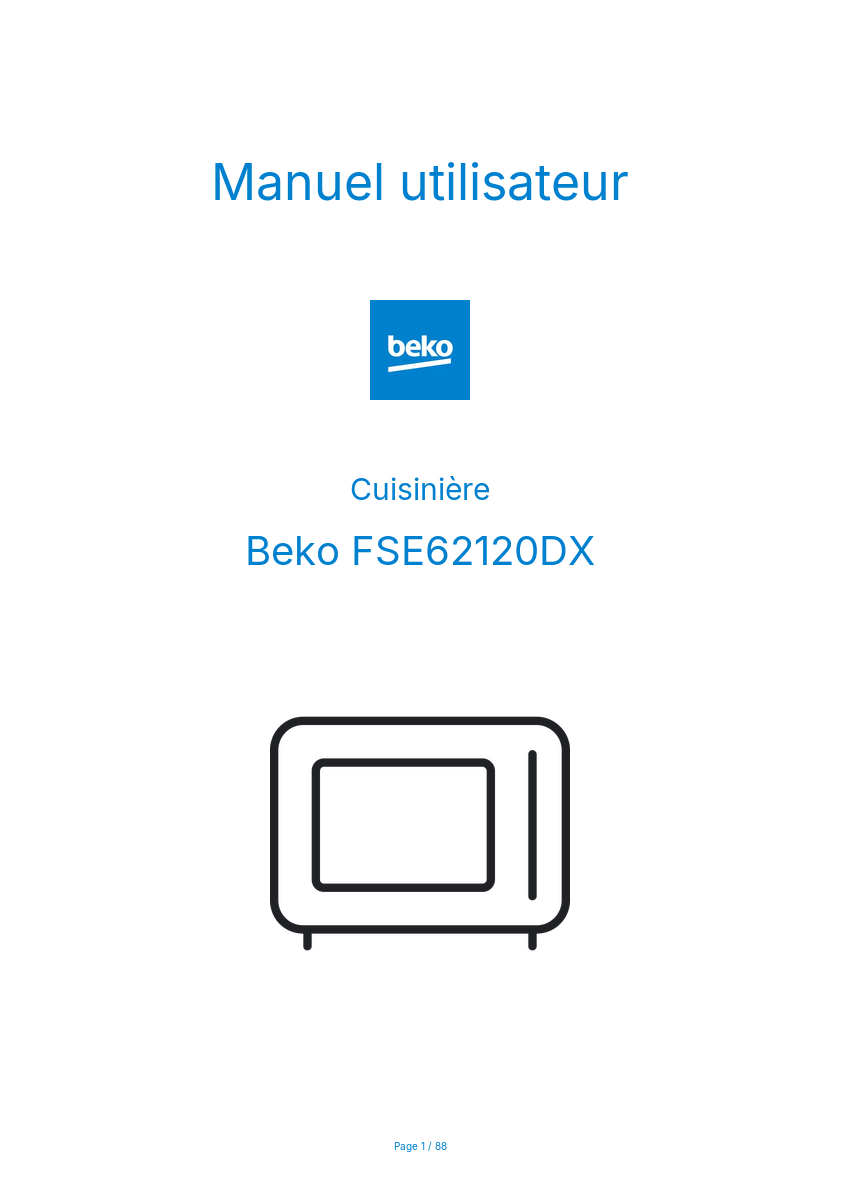 Page n°1 - Manuel utilisateur Beko FSE62120DX