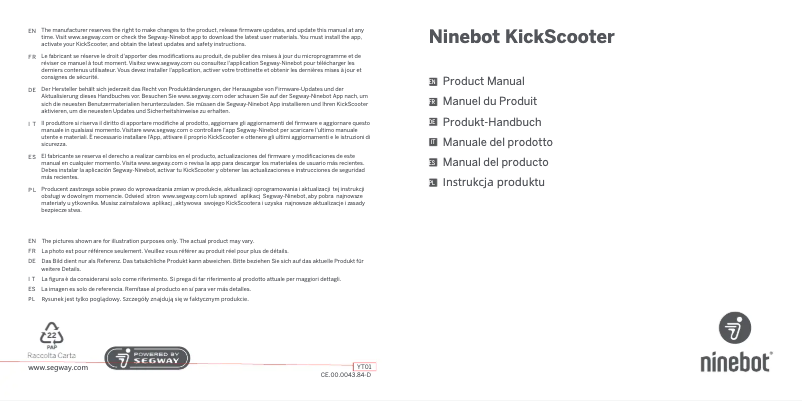 Page 1 de la notice Manuel utilisateur Segway Ninebot KickScooter F65I