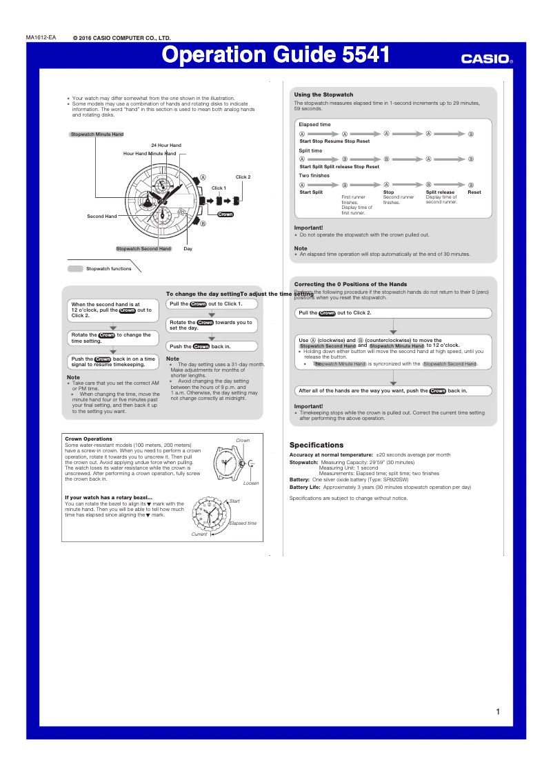 Page 1 de la notice Manuel utilisateur Casio Collection MCW-110H-2A2VEF