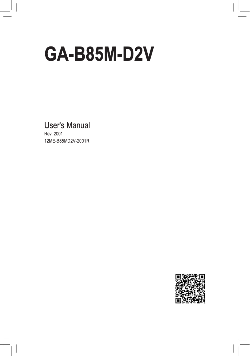 Page n°1 - Manuel utilisateur Gigabyte GA-B85M-D2V