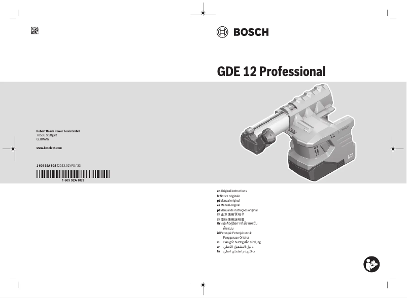 Page n°1 - Manuel utilisateur Bosch GDE 12 Professional