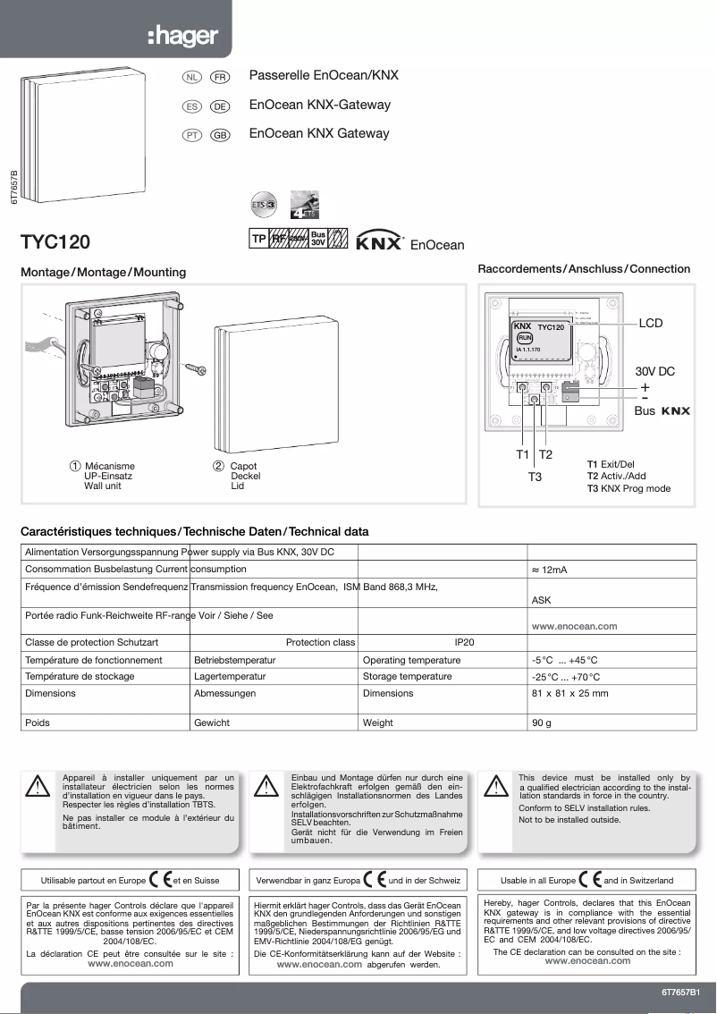 Image de la première page du manuel de l'appareil TYC120