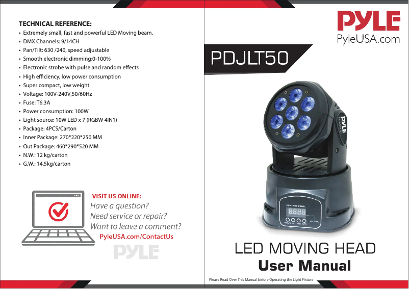 Page n°1 - Manuel utilisateur Pyle PDJLT50