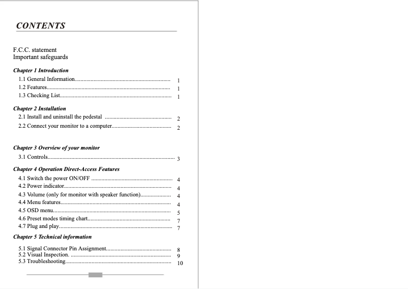 Page n°1 - Manuel utilisateur Proview PL926Wsi