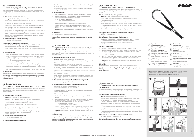 Page 1 de la notice Manuel utilisateur Reer Clip&Go Carry 85021