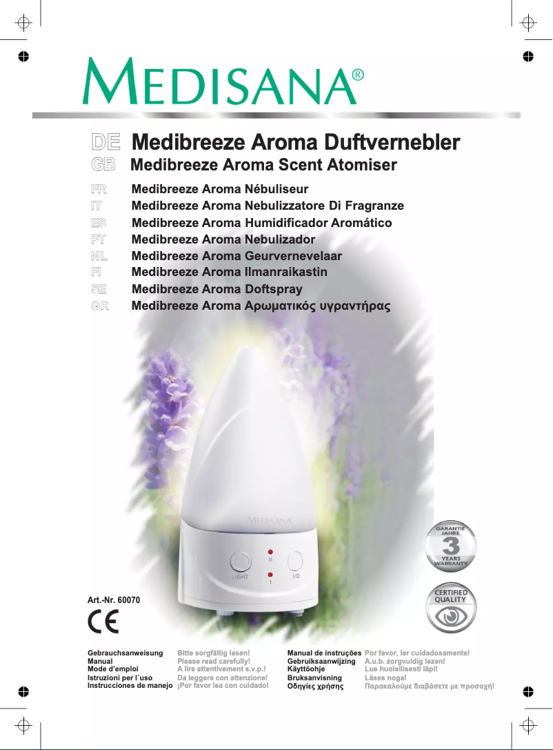 Imagen de la primera página del manual del dispositivo Medibreeze Aroma