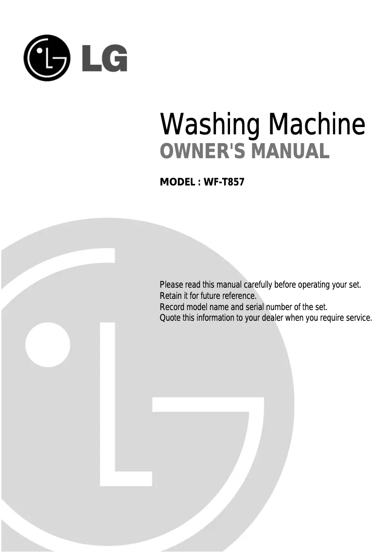 Page n°1 - Manuel utilisateur LG WF-T857