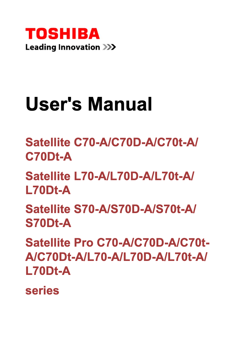 Image de la première page du manuel de l'appareil Satellite S70-A