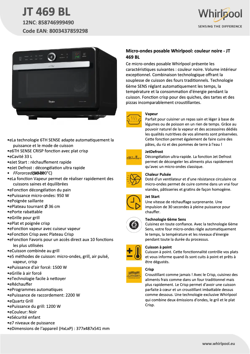Image de la première page du manuel de l'appareil JT 469 BL