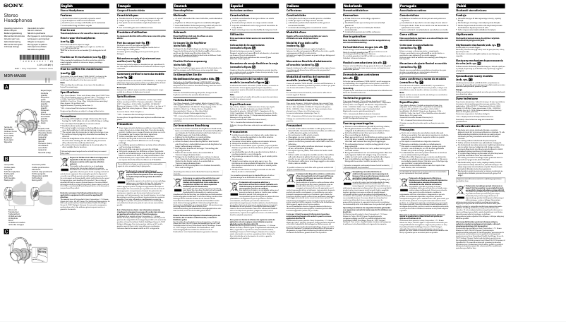 Page 1 de la notice Manuel utilisateur Sony MDR-MA300