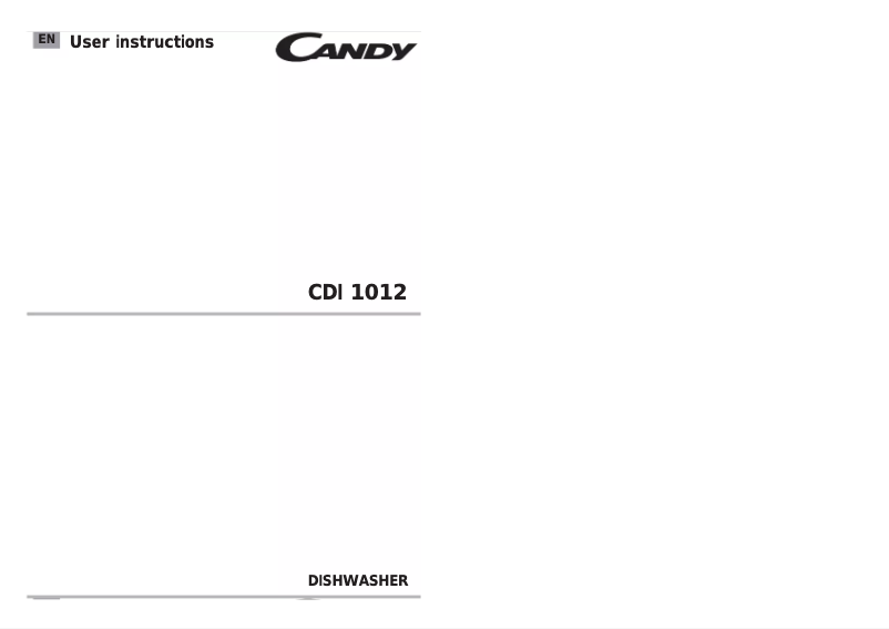 Page 1 de la notice Manuel utilisateur Candy CDI 1012/A-80