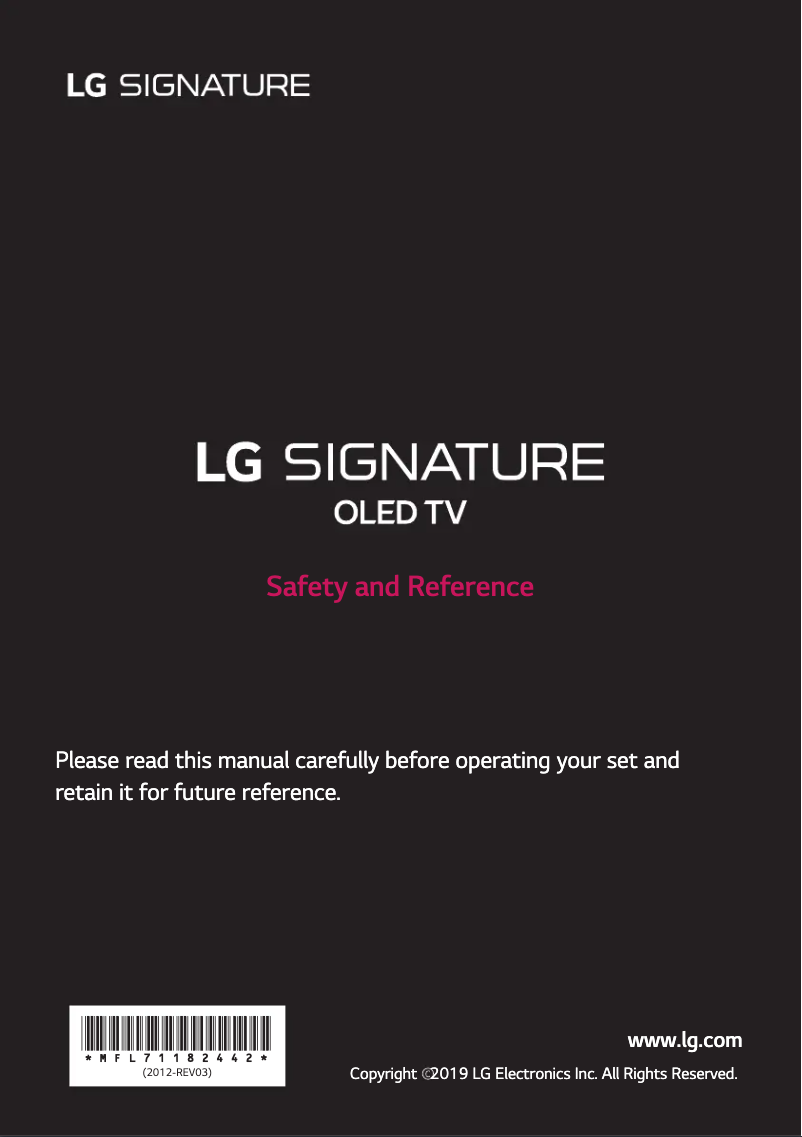Page 1 de la notice Manuel utilisateur LG OLED77W9PPA