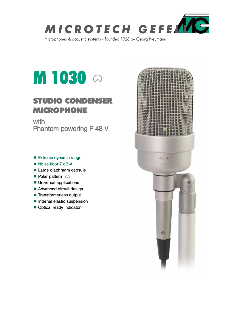 Page n°1 - Manuel utilisateur Microtech Gefell M 1030