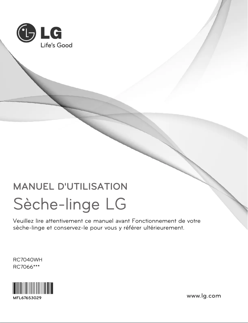 Page 1 de la notice Manuel utilisateur LG RC7066A6Z