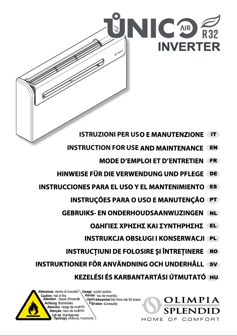 Image de la première page du manuel de l'appareil Unico Air