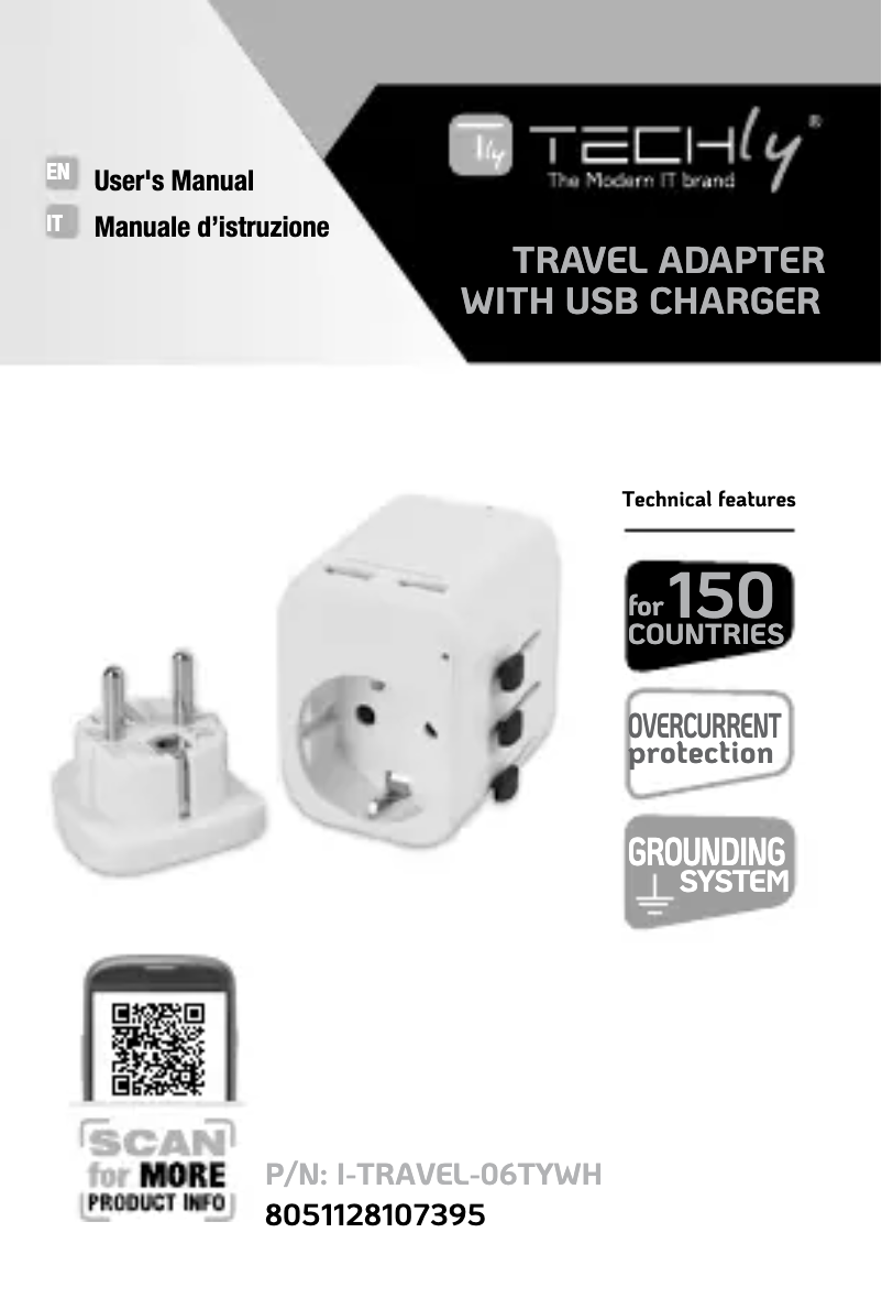 Page 1 de la notice Manuel utilisateur Techly I-TRAVEL-06TYWH