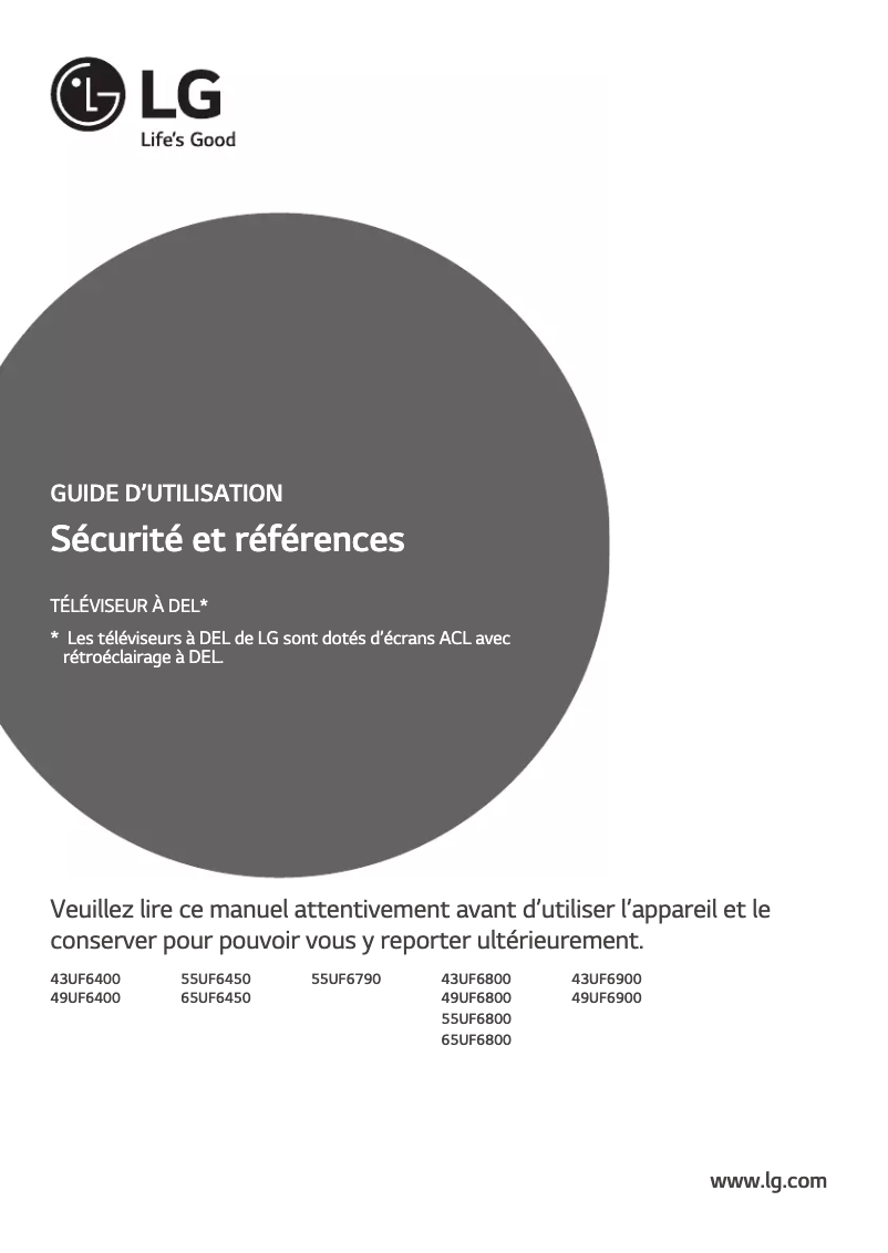 Page n°1 - Manuel utilisateur LG 49UF6800