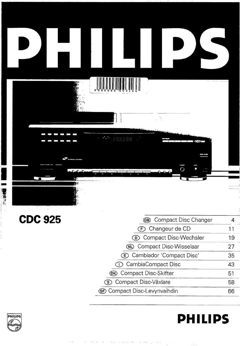 Page 1 de la notice Manuel utilisateur Philips CDC925